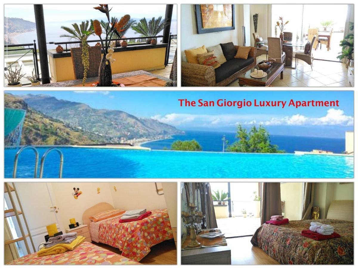 San Giorgio Luxury Apartment Taormina-Panoramic Pool & Parking Space Kültér fotó